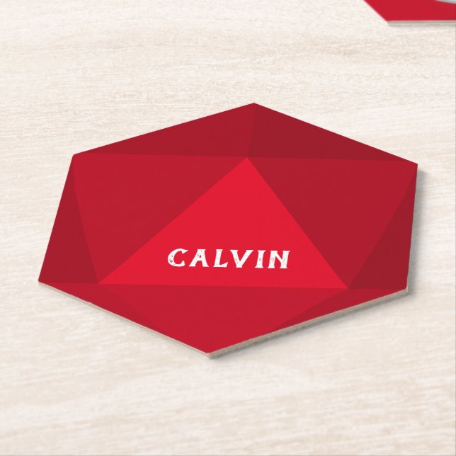 Custom Colour D20 Dice w/ Custom Text Die Value Paper Coaster (Angled)