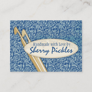 Custom colour damask knitting needles crochet business card