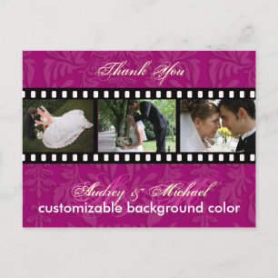 Custom Colour/Damask Photos Thank you postcards