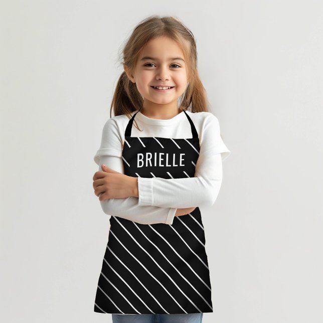 Custom Colour Diagonal Stripe Personalised Name Apron (Creator Uploaded)