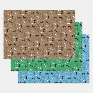 Custom Colour, Dog Print Wrapping Paper Sheet Set