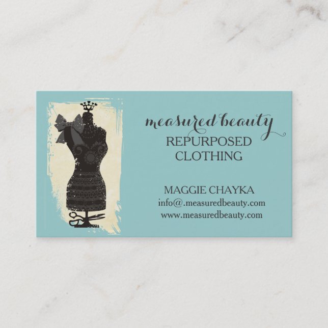 custom colour dress dummy fashion mannequin sewing business card (Front)