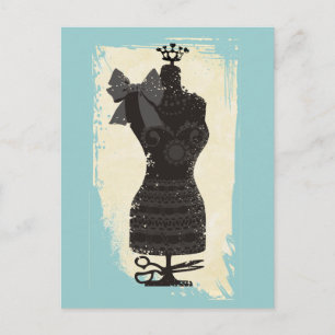 custom colour dress dummy fashion mannequin sewing postcard
