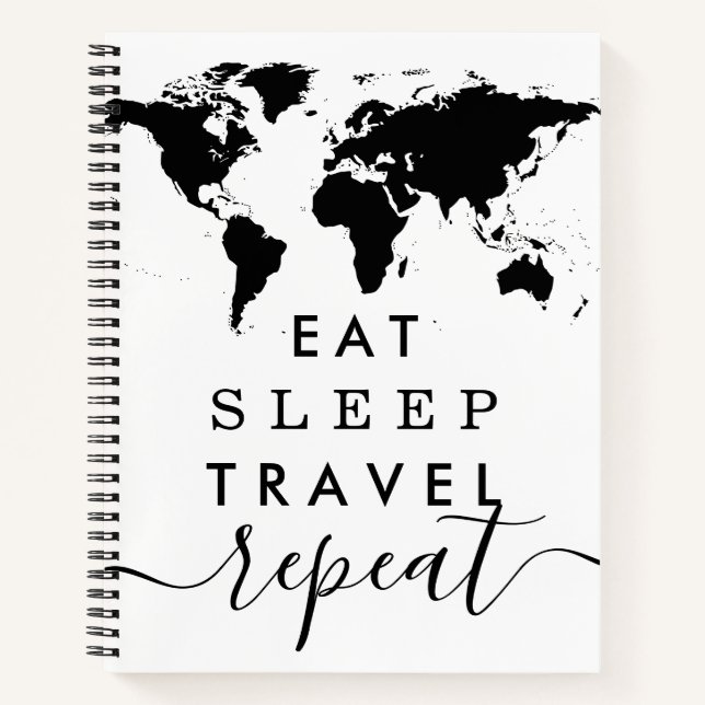 Custom Colour Eat Sleep Repeat Travel Journal (Front)