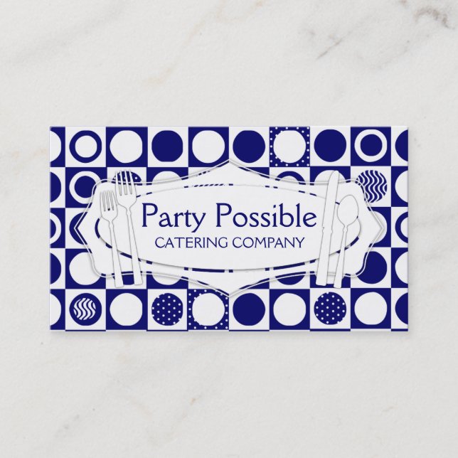 Custom colour eating utensils chef catering card (Front)