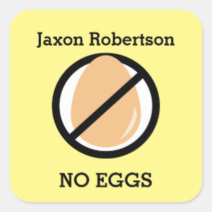Custom Colour Egg Allergy Alert Personalised Kids Square Sticker