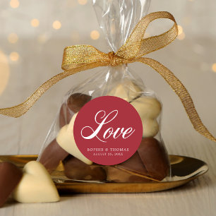 Custom Colour Elegant Cursive Love Wedding Classic Round Sticker