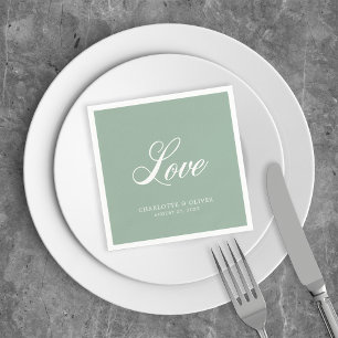 Custom Colour Elegant Cursive Love Wedding Napkin