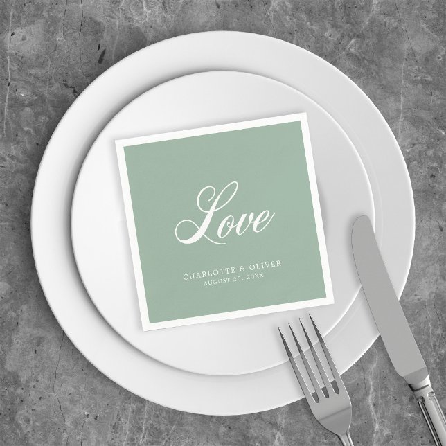 Custom Colour Elegant Cursive Love Wedding Napkin (Creator Uploaded)
