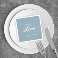 Custom Colour Elegant Cursive Love Wedding Napkins