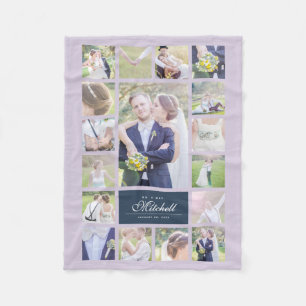 Custom Colour Elegant Script Mr & Mrs Photo Collag Fleece Blanket