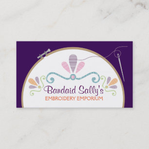 Custom colour embroidery hoop needle thread business card