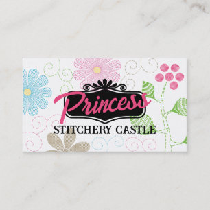 Custom colour embroidery sewing stitches flowers business card