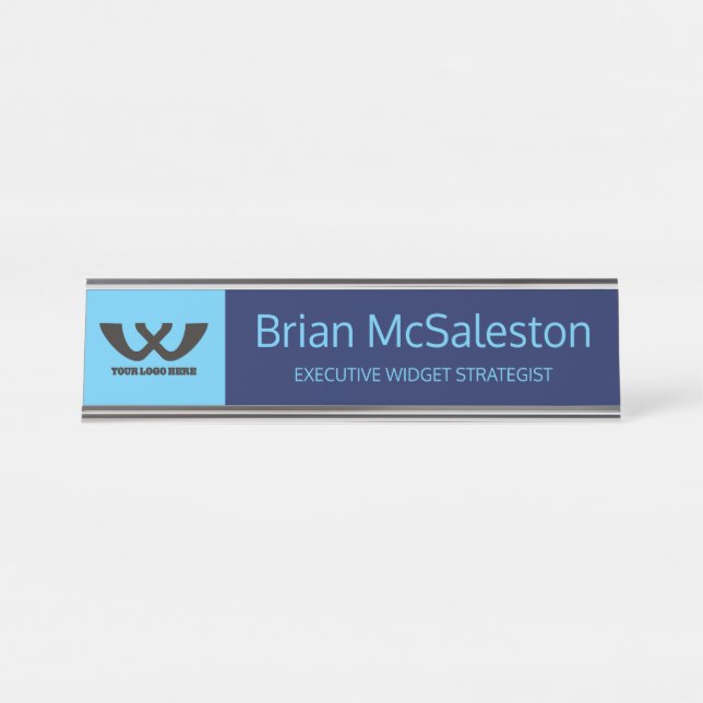 Custom colour employee name title desk nameplate (Front)