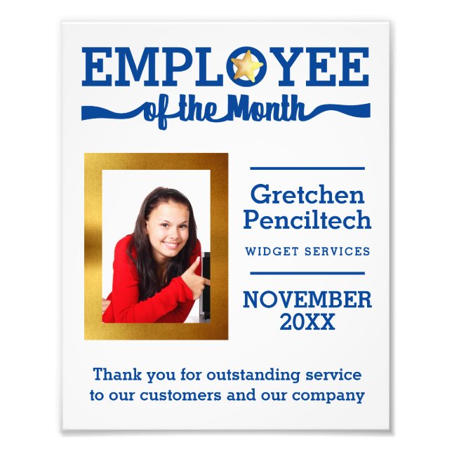 Custom colour employee of the month photo award (Front)
