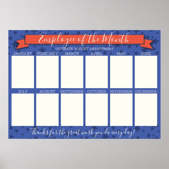 Custom colour employee of the month photo display poster (Front)