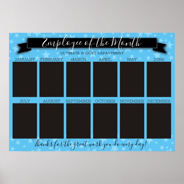 Custom colour employee of the month photo display poster (Front)