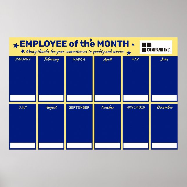 Custom colour employee of the month photo display poster (Front)