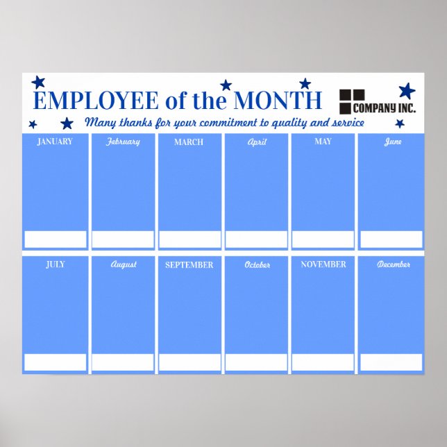 Custom colour Employee of the Month photo poster (Front)