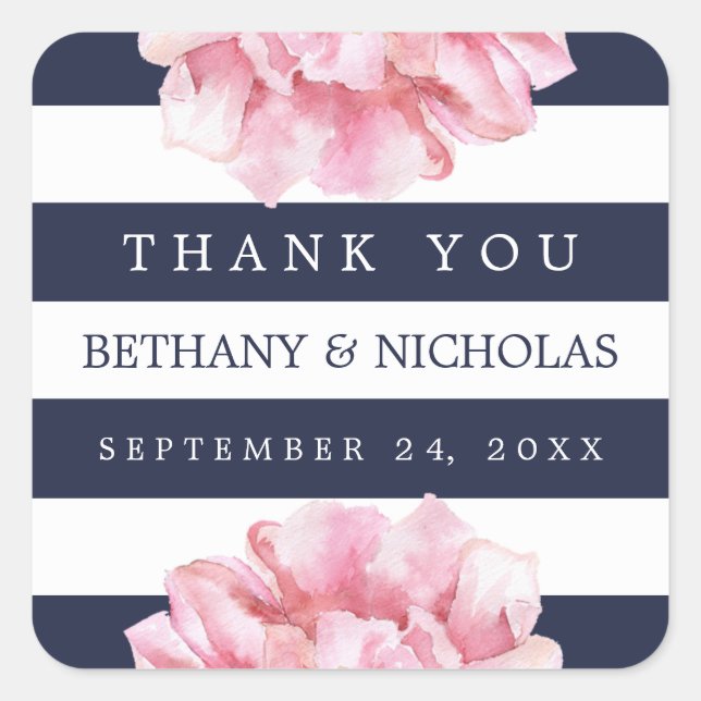 Custom Colour Floral Chic Wedding Favour Stickers (Front)