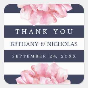 Custom Colour Floral Chic Wedding Favour Stickers