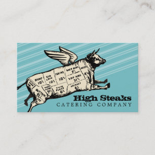 custom colour flying cow beef cuts chef catering business card