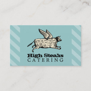 custom colour flying cow beef cuts chef catering business card