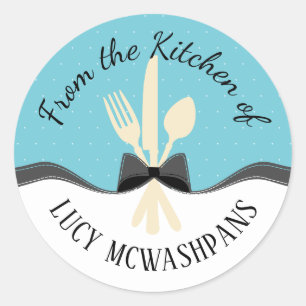 custom colour fork spoon knife bow gift tag sticke