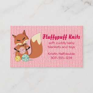 Custom colour fox balls of yarn knitting crochet business card