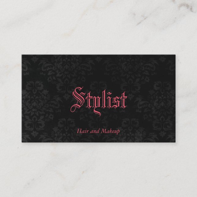 Custom Colour French Gothic Damask Stylist Templat Business Card (Front)