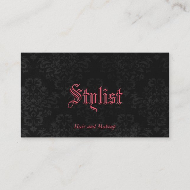 Custom Colour French Gothic Damask Stylist Templat Business Card (Front)