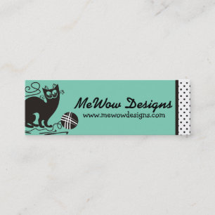 Custom colour funny black cat crochet hooks yarn mini business card