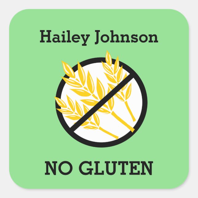 Custom Colour Gluten Wheat Celiac Personalised Kid Square Sticker (Front)