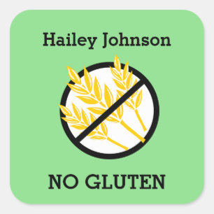Custom Colour Gluten Wheat Celiac Personalised Kid Square Sticker