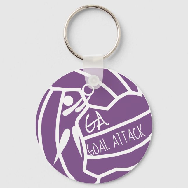 Custom Colour Goal Attack GA Netball Clipart Key Ring (Front)