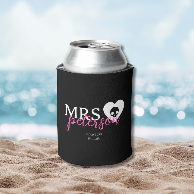 Custom Colour Goth Alternative Bride Newlywed Gift Can Cooler (Creator Uploaded)