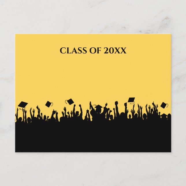 Custom Colour Graduation Class of Yellow Elegance Invitation Postcard (Front)