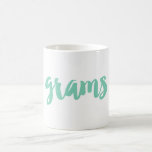 Custom Colour Grams Grandma Mug | Grandparents<br><div class="desc">A special mug for your Grams. You can personalise by changing the colour of the word using "printed background colour" or also add your grandmas name, or your own name... or photos. This Grams mug makes a really special gift from the grandchildren. Sample shows a mint green colour. More "grandma...</div>