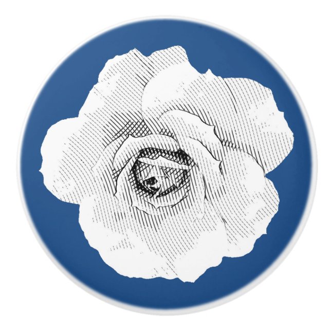 Custom Colour Graphic Rose Cabinet Knob (Front)