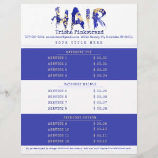 Custom colour hair stylist salon service price lis custom letterhead