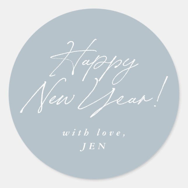 Custom Colour Happy New Year Classic Round Sticker (Front)