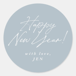 Custom Colour Happy New Year Classic Round Sticker
