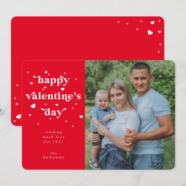 Custom Colour Happy Valentine's Day Photo Holiday Card (Front/Back)