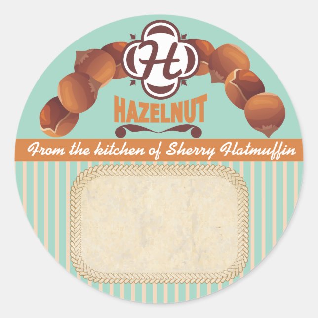 Custom colour hazelnuts canning label food gift (Front)