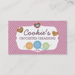 Custom colour heart cookies yarn knitting crochet business card