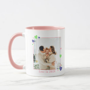 Custom Colour Hearts Frame Family Photo Mug