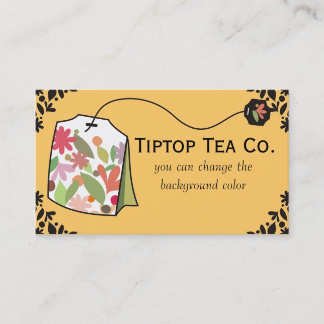 Custom colour herbal floral teabag business card (Front)