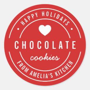 Custom Colour Homemade Goods Kitchen Happy Holiday Classic Round Sticker