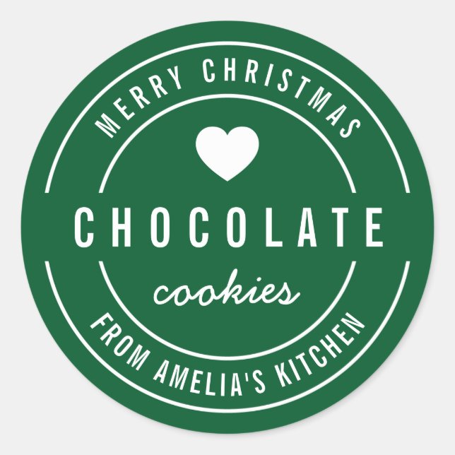 Custom Colour Homemade Kitchen Merry Christmas Classic Round Sticker (Front)
