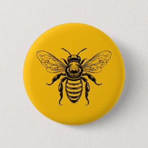 Custom colour honey bee 6 cm round badge